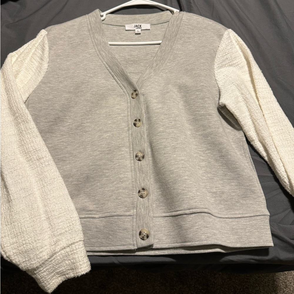Bb Dakota cardigan with white textured sleeves